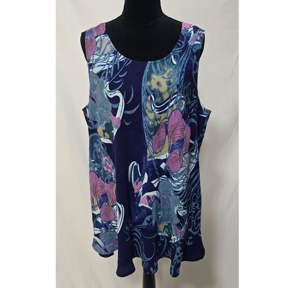 Citron Santa Monica women plus size 3X silk tunic floral boho costal vacation